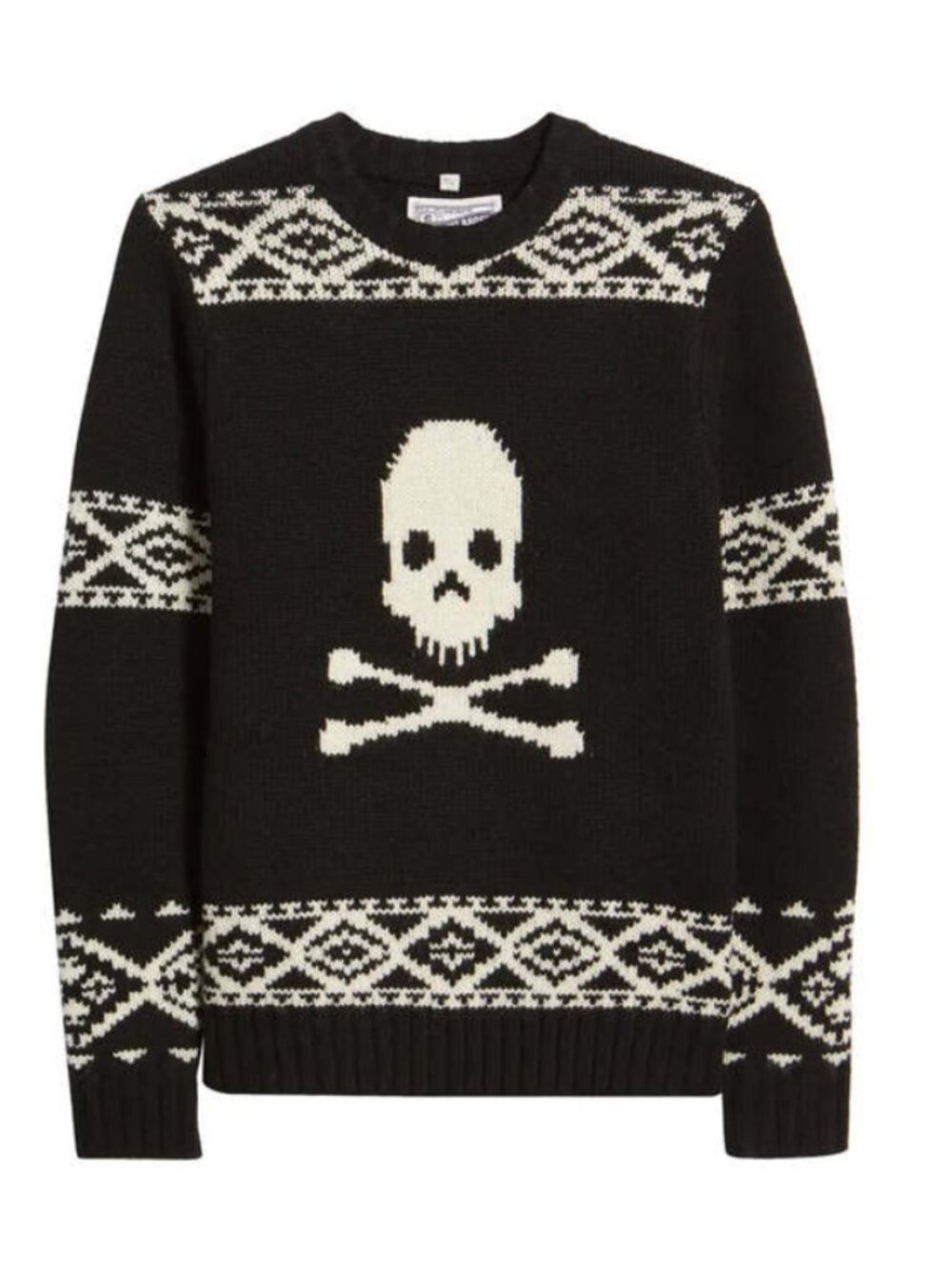 SCHOTT BROS Jolly Roger Skull Wool Blend Grunge Goth Punk Black White Men's Sz S